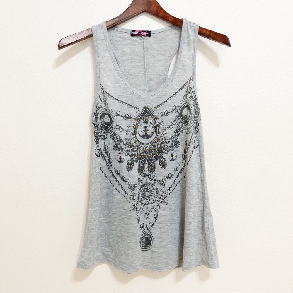 Body Central | Beaded Tank Top Gray | S